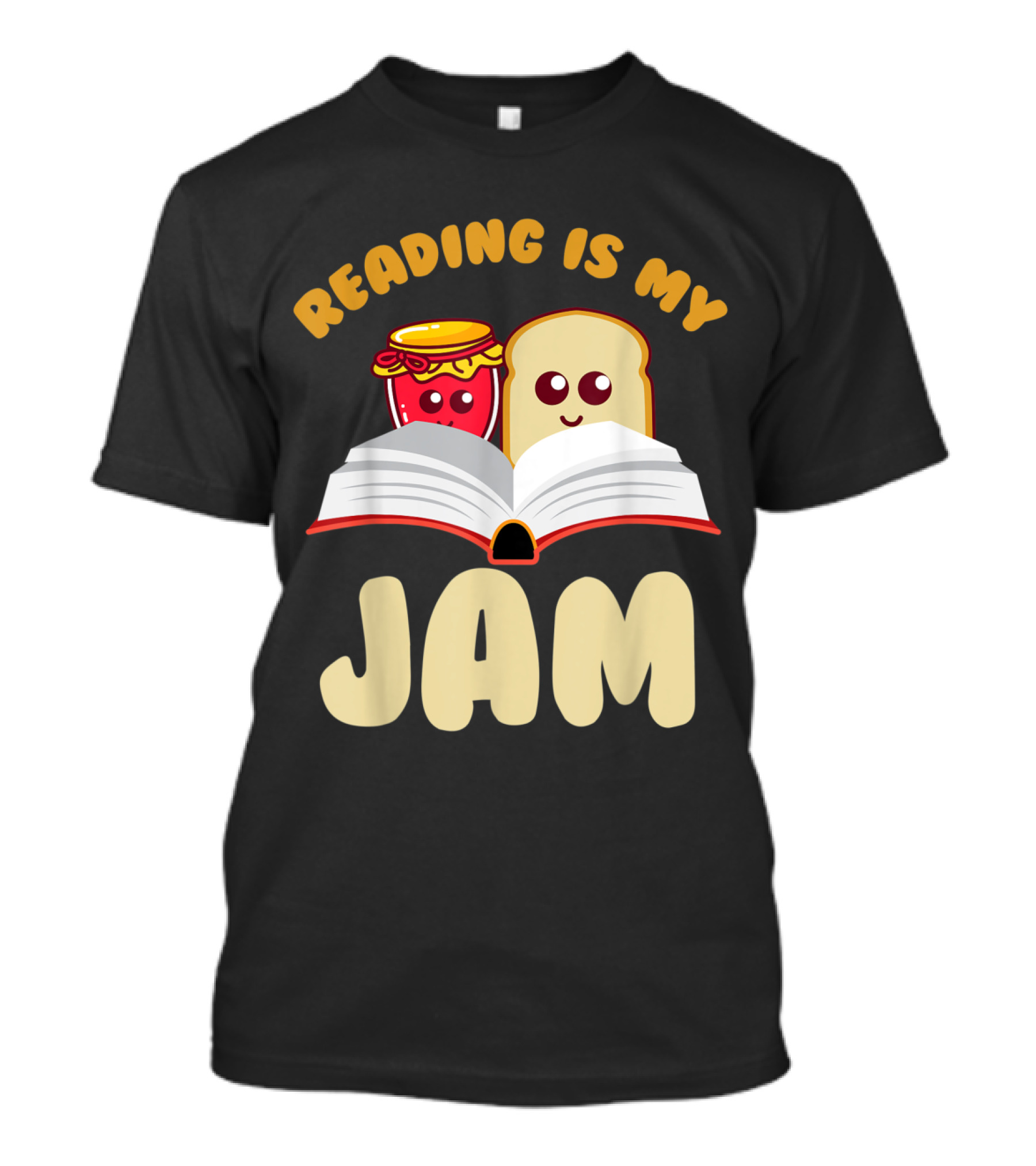 Reading Is My Jam With Cute Jam And Bread Characters Open Book T-Shirt