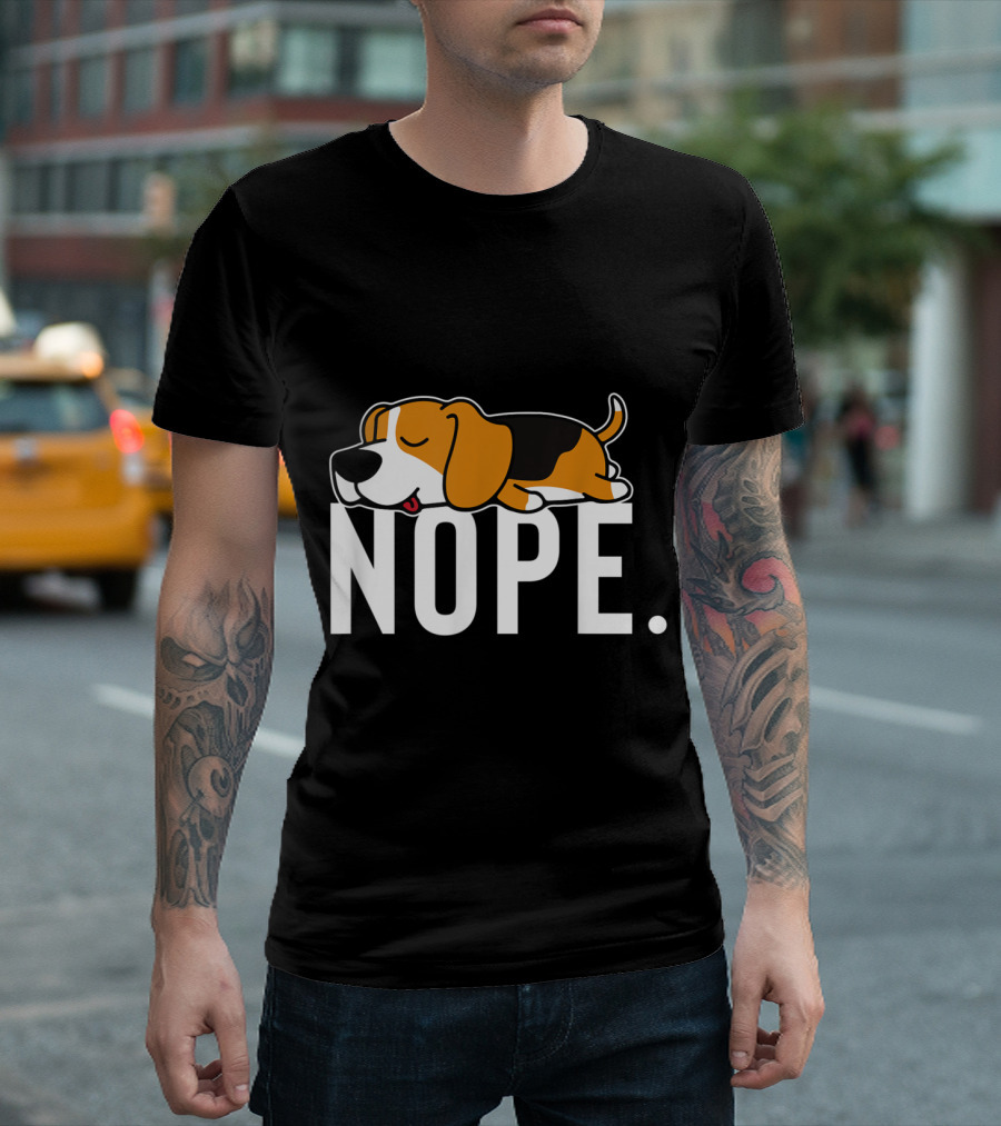 Nope Funny Lazy Beagle Lover Sleeping Dog T-Shirt