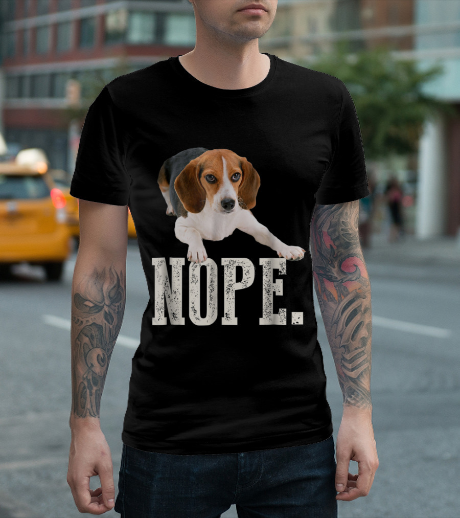 Nope Beagle Lying Down With Lazy Expression T-Shirt