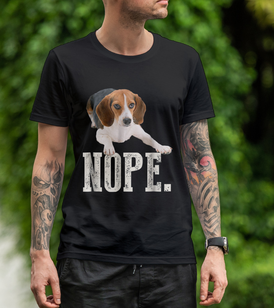 Nope Beagle Lying Down With Lazy Expression T-Shirt