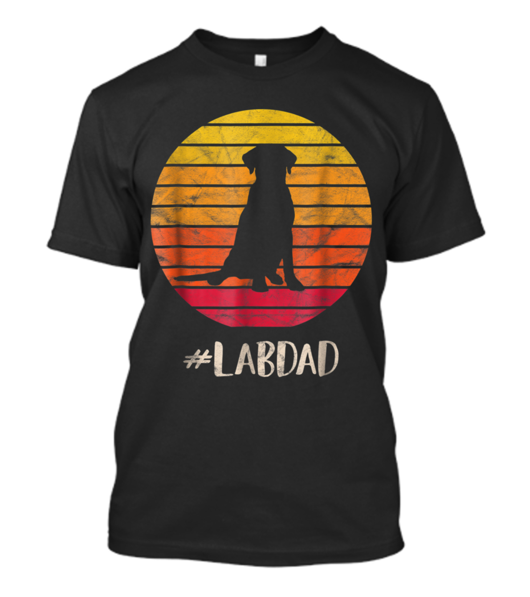 LABDAD Vintage Silhouette Labrador Retriever Distressed Sunset T-Shirt
