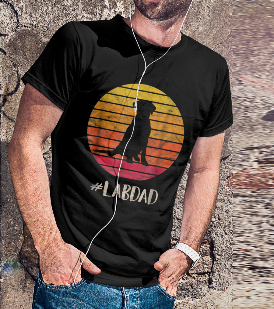 LABDAD Vintage Silhouette Labrador Retriever Distressed Sunset T-Shirt