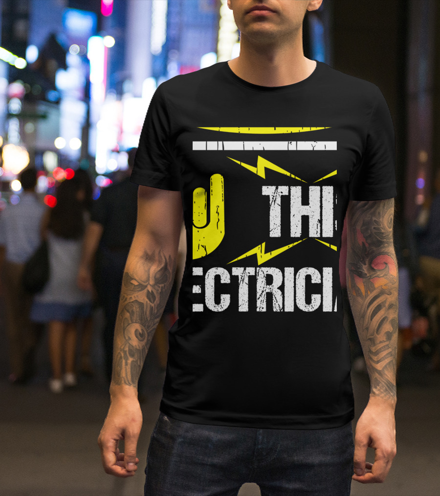 Warning May Shock You Funny Electrician Hand Gesture Lightning Bolt T-Shirt