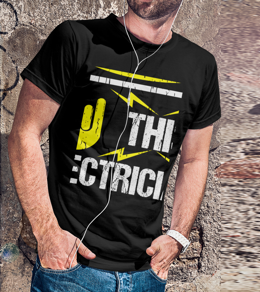 Warning May Shock You Funny Electrician Hand Gesture Lightning Bolt T-Shirt