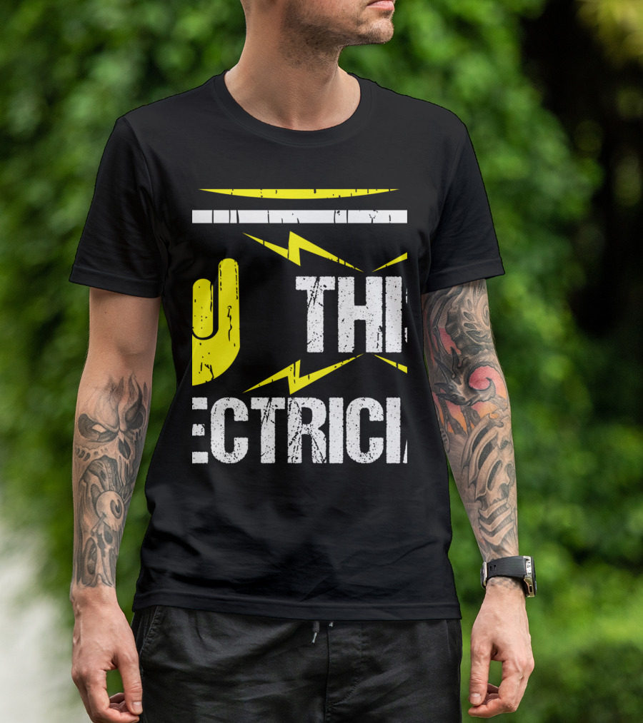 Warning May Shock You Funny Electrician Hand Gesture Lightning Bolt T-Shirt