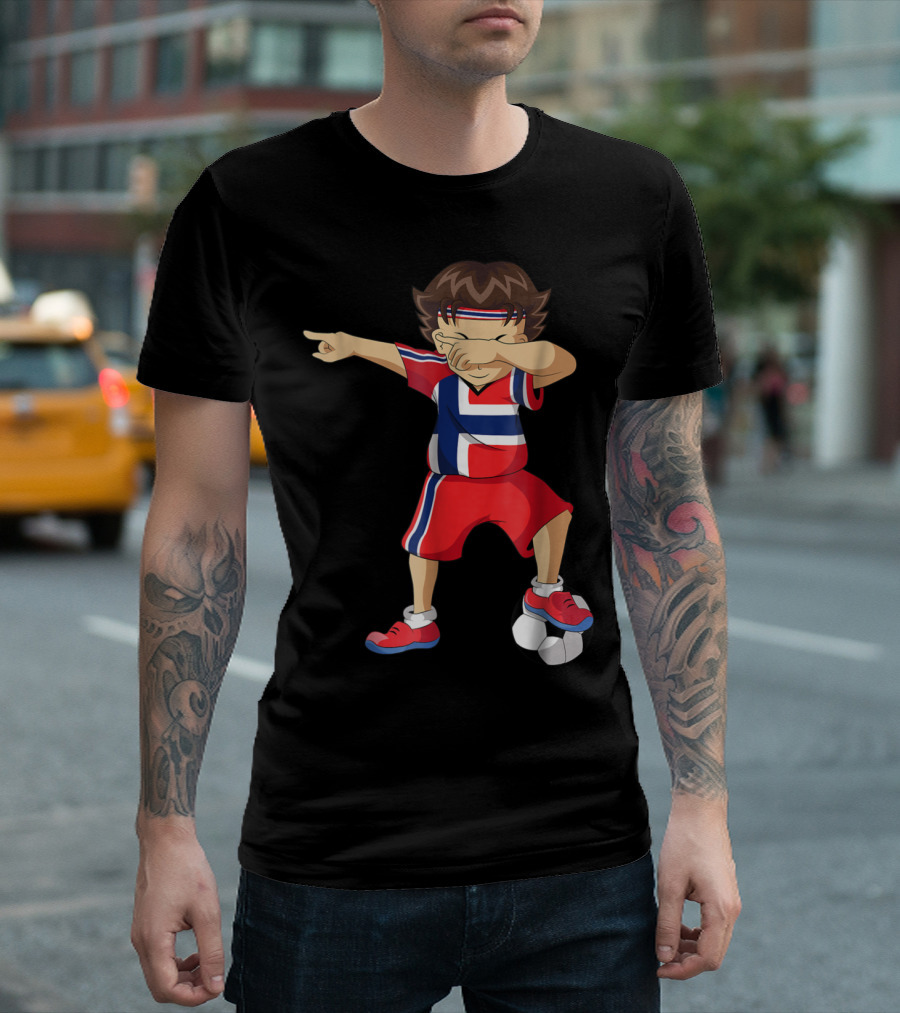 Norway Flag Soccer Player Dabbing with Football T-Shirt