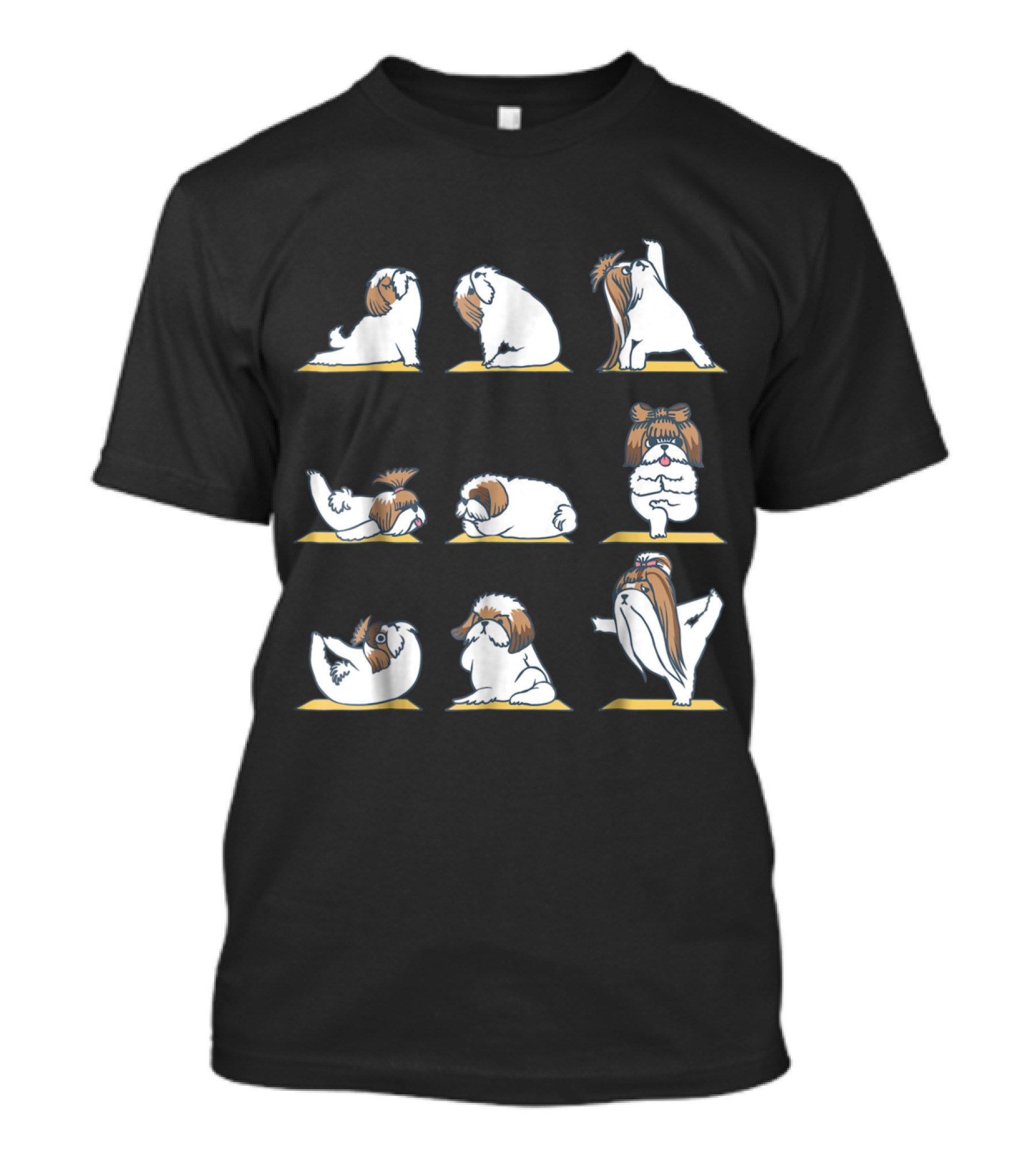 Shih Tzu Cute Yoga Poses Asana Meditation Sequence T-Shirt