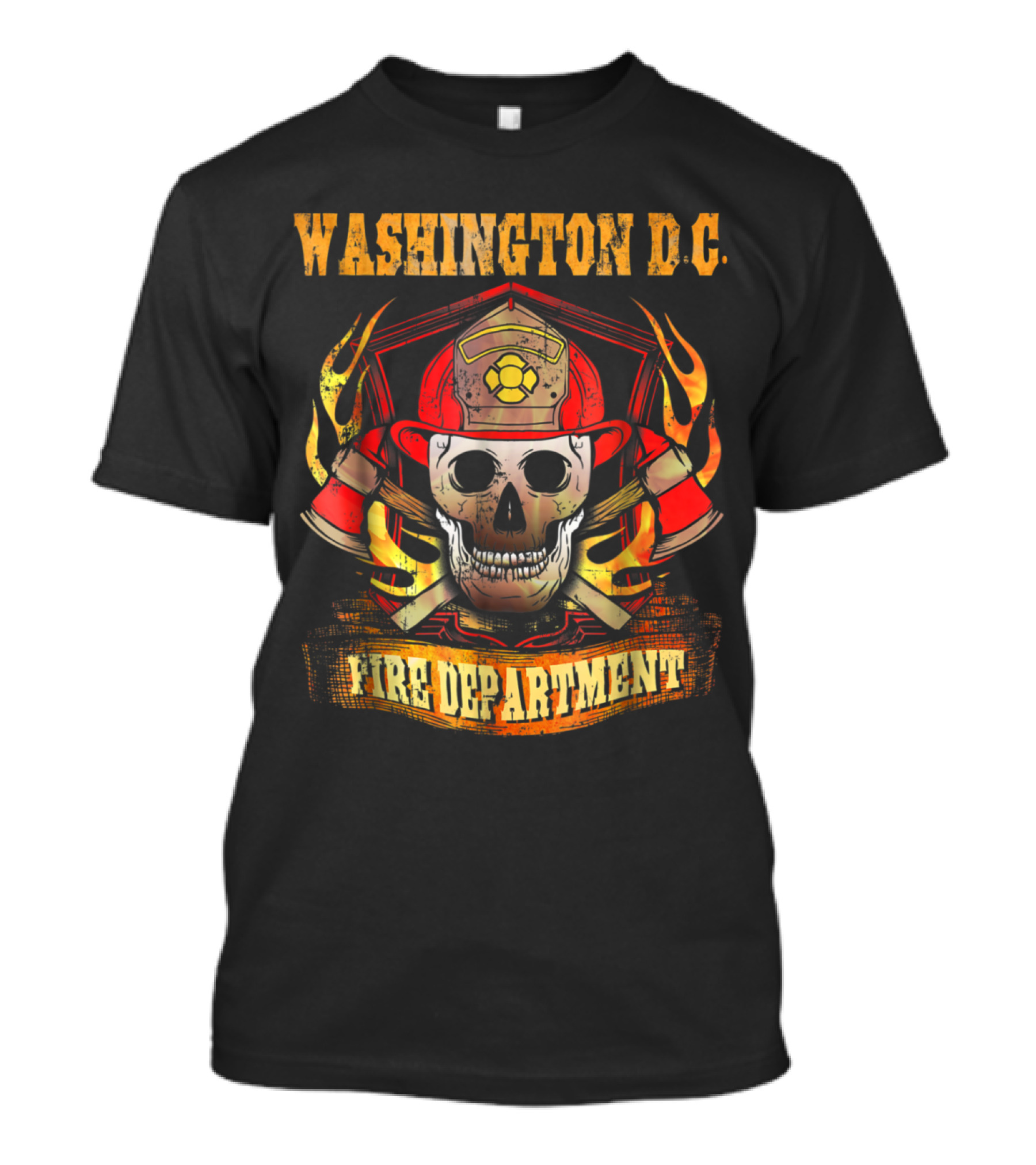 Washington D.C. Fire Department Skull Helmet Flames Firefighter T-Shirt