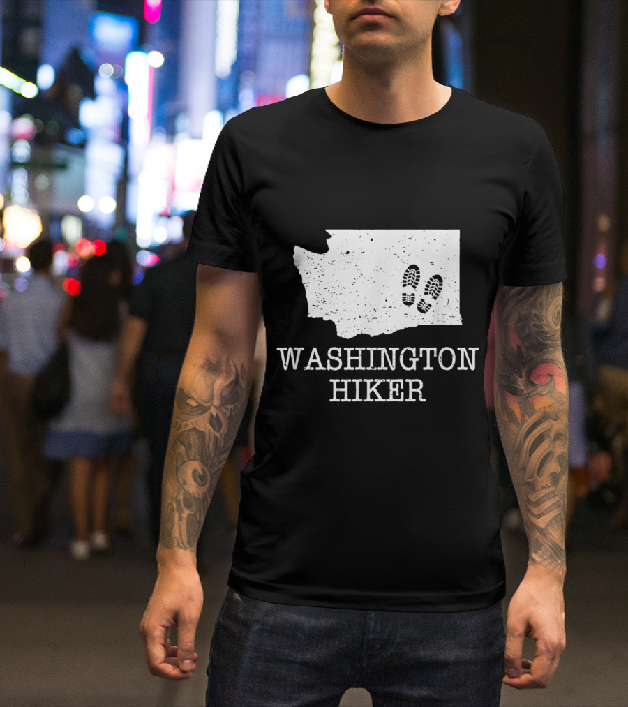 Washington Hiker State Map Bootprints T-Shirt