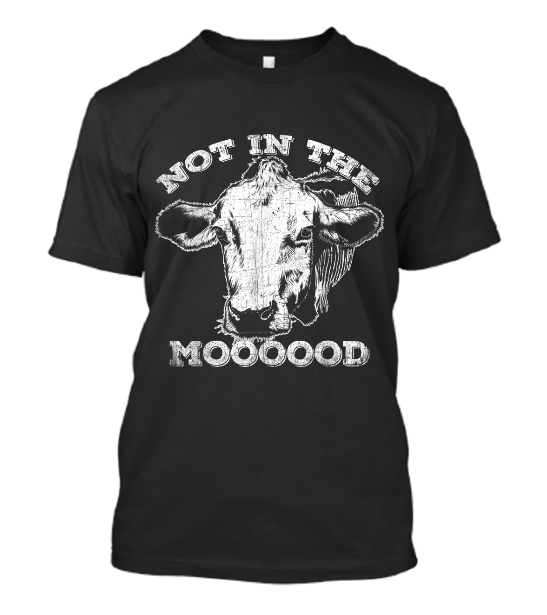 Not In The Mooood Funny Cow Mood Black And White Sketch T-Shirt