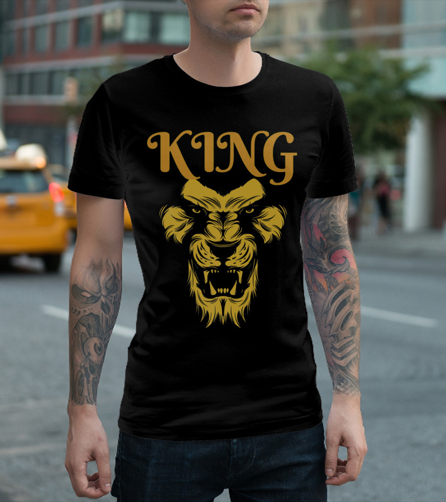 King Lion Mens Hustler Gold Roaring Feline Majesty T-Shirt
