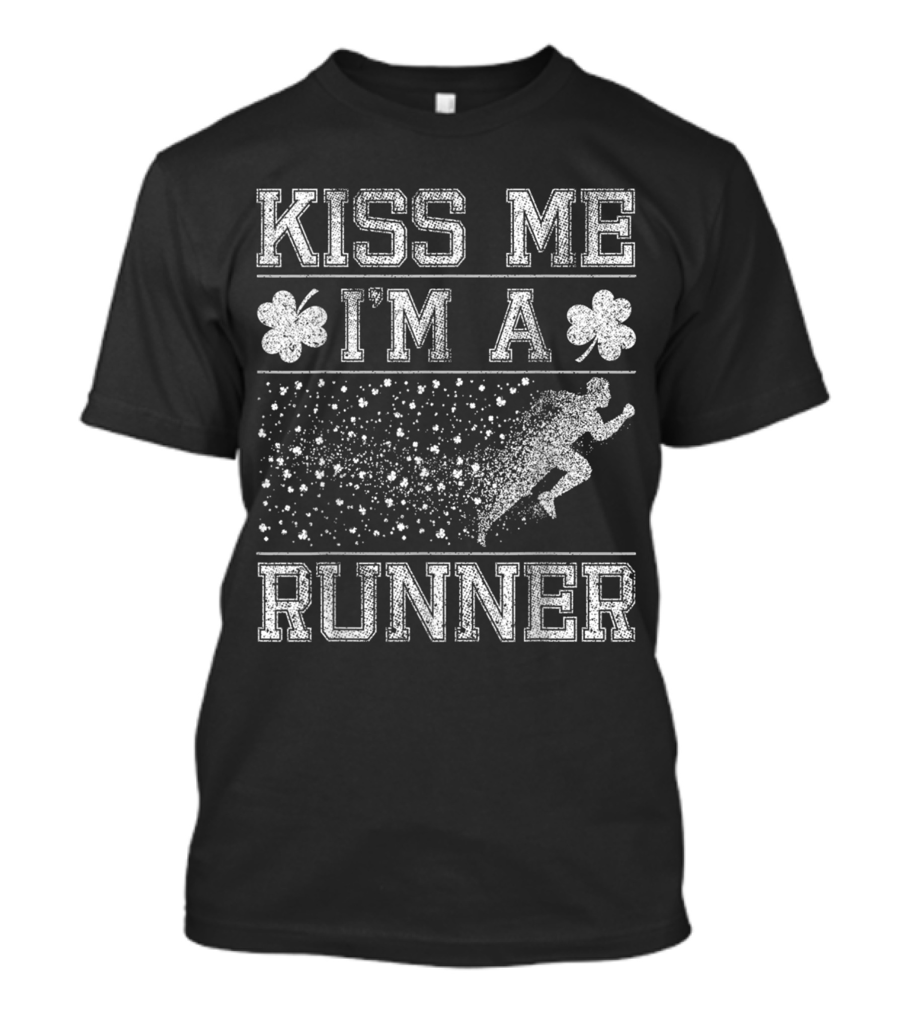 Kiss Me I'm A Runner Running Silhouette With Shamrocks T-Shirt