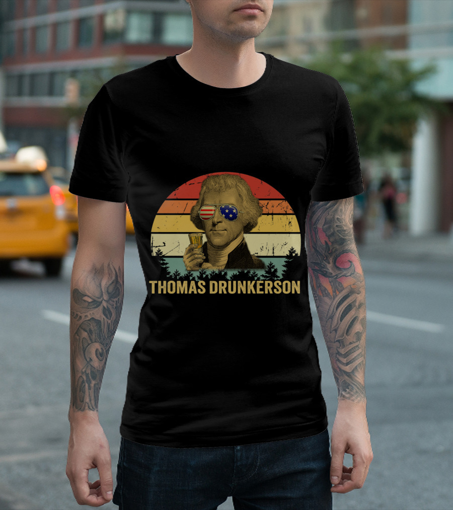 Vintage Thomas Drunkerson Patriotic July 4th Sunglasses T-Shirt