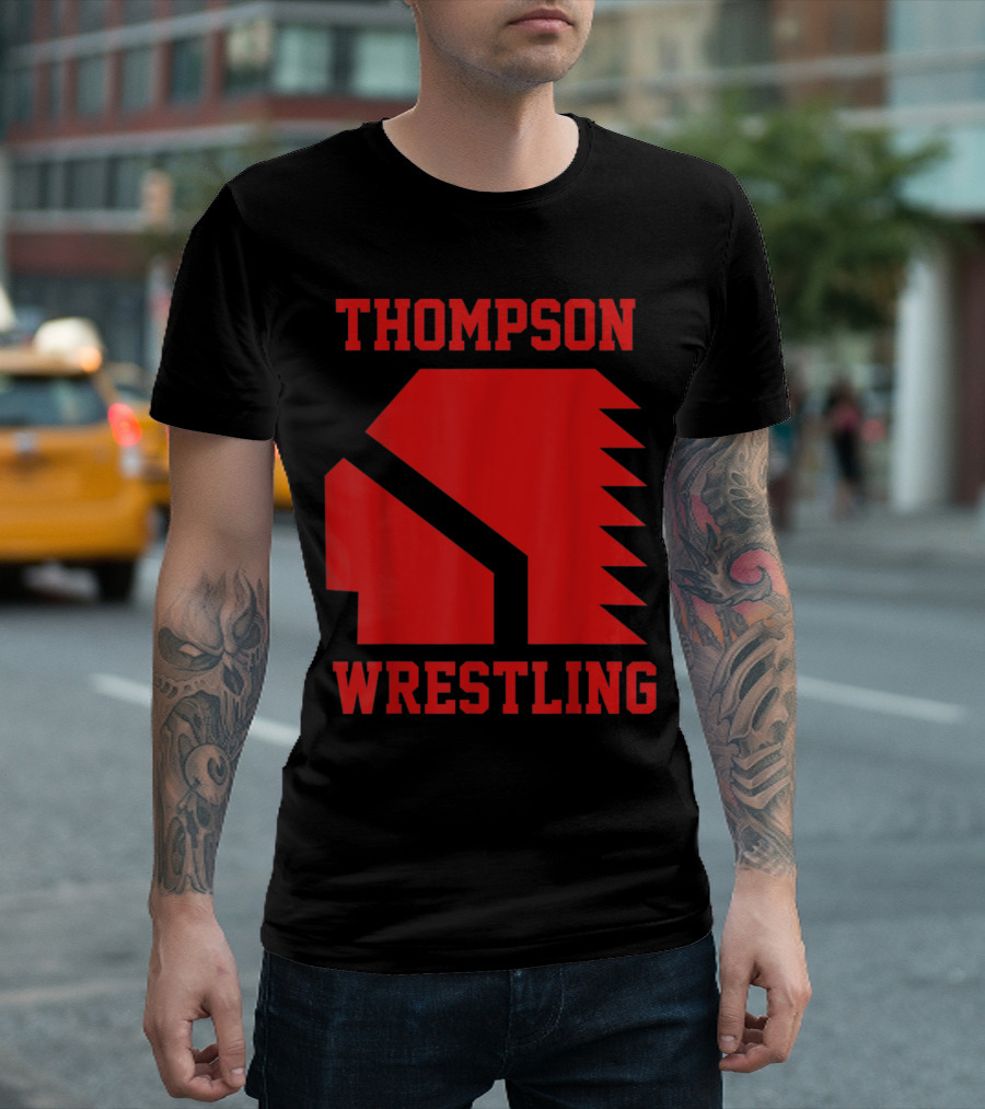 Thompson High School Wrestling Red Spartan Helmet T-Shirt