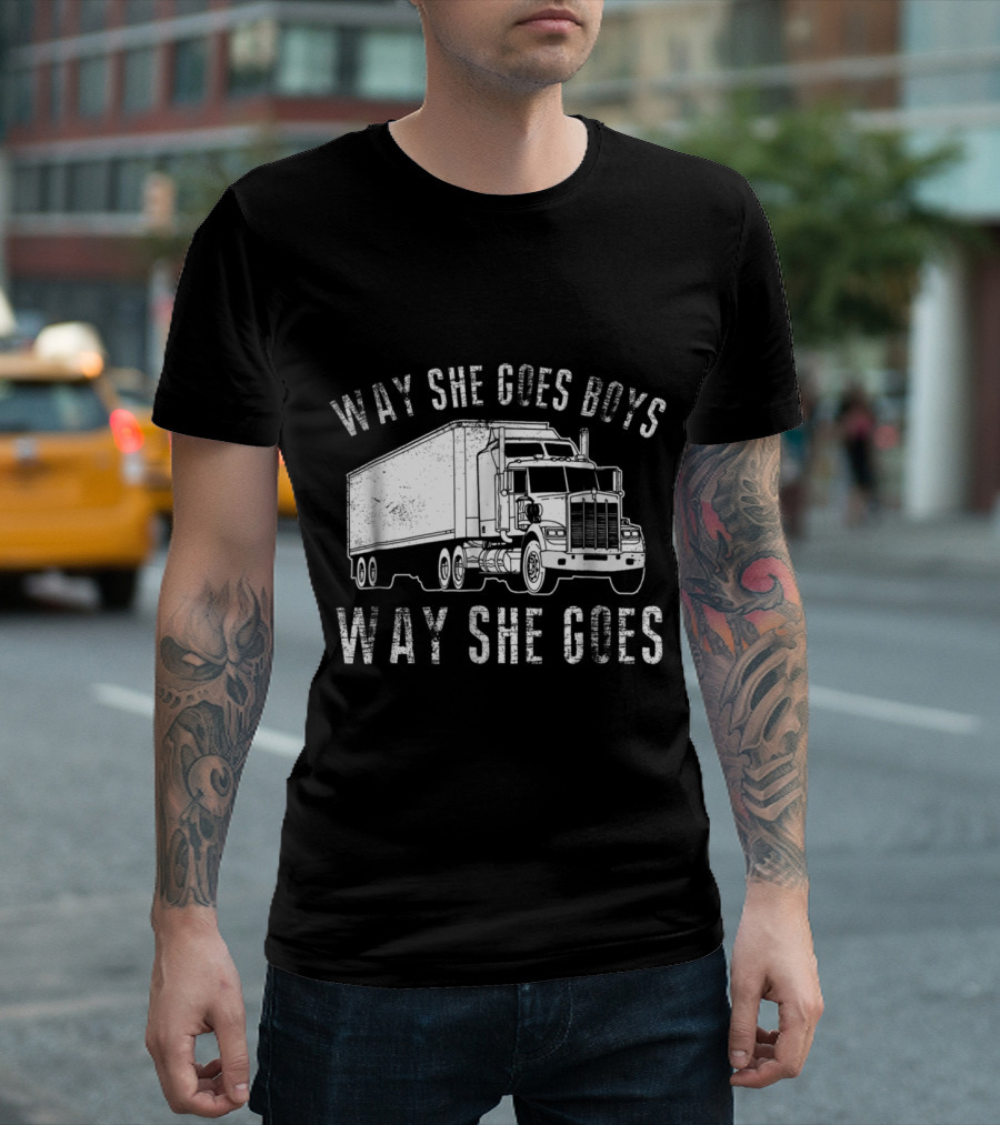 Way She Goes Boys Trucking Adventure Way She Goes T-Shirt
