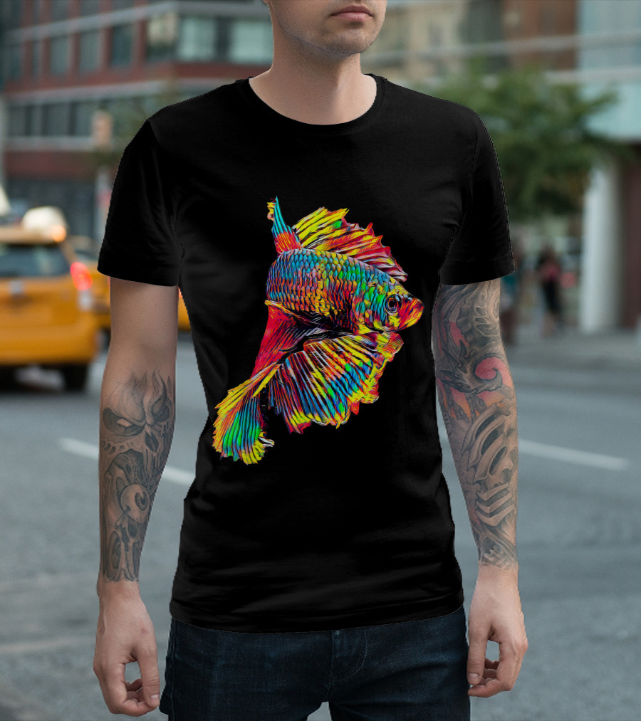 Colorful Siamese Fighting Fish Neon Betta T-Shirt
