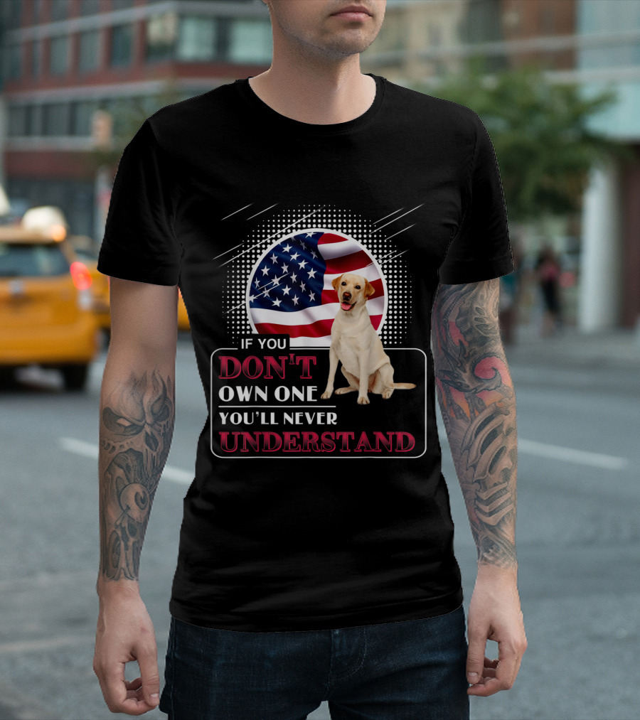Labrador If You Don't Own One You'll Never Understand American Flag Background T-Shirt