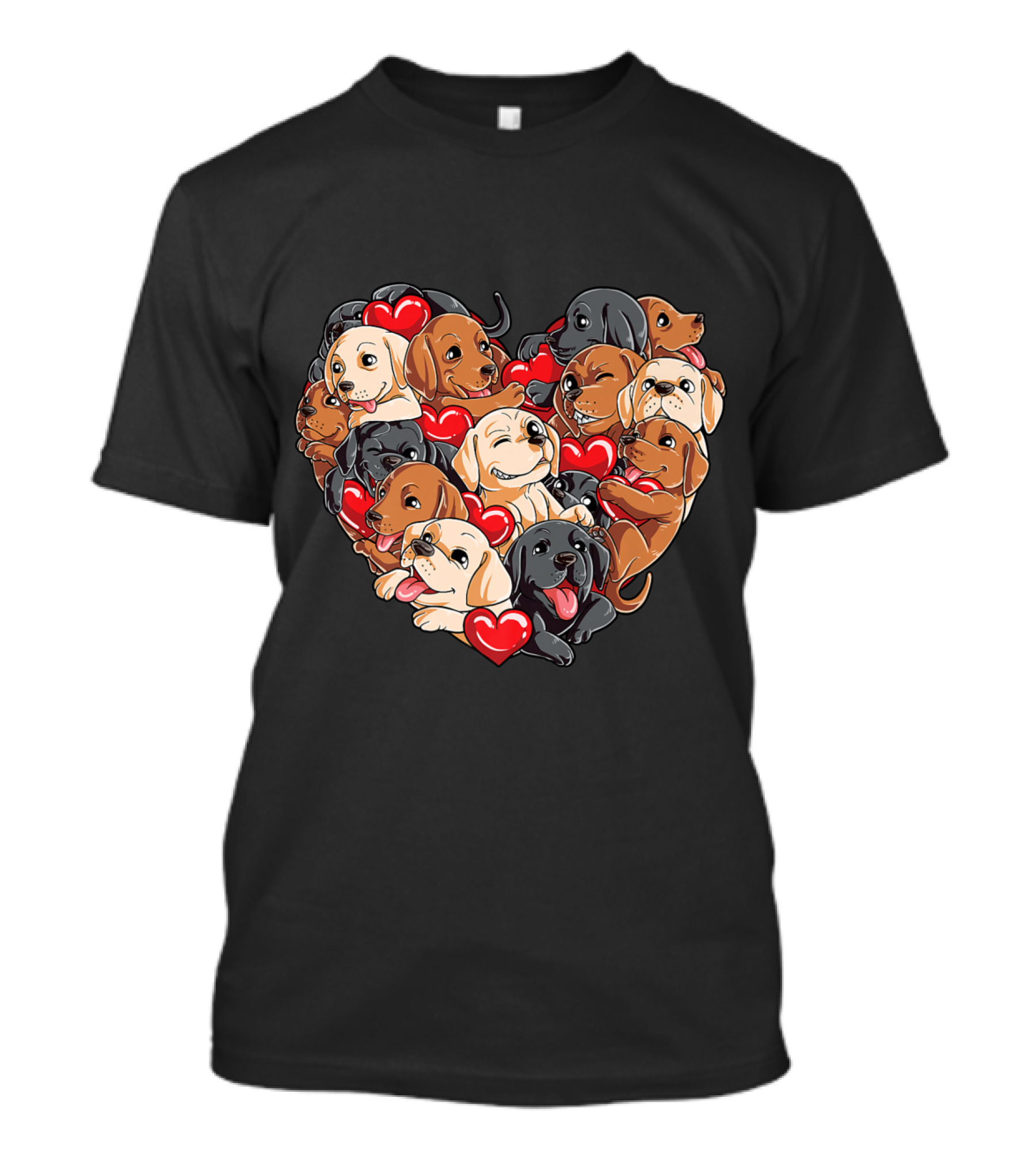 Heart Shape Formed By Labrador Puppies With Red Hearts Valentine's Day T-Shirt