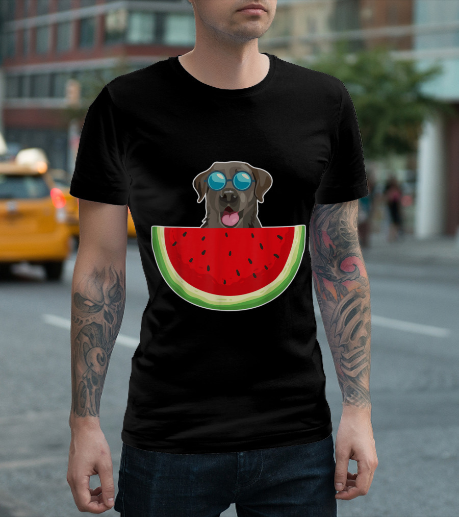 Labrador with Sunglasses and Watermelon Slice Womens T-Shirt