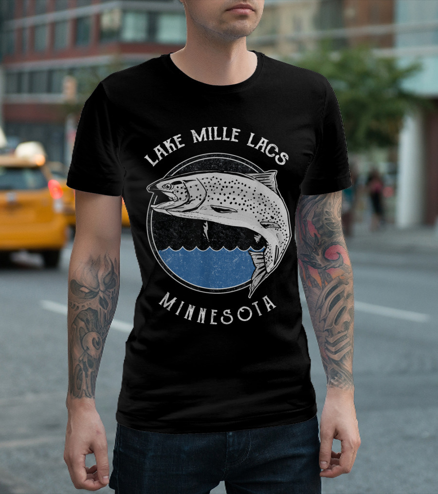 Lake Mille Lacs Minnesota Fishing with Large Fish T-Shirt