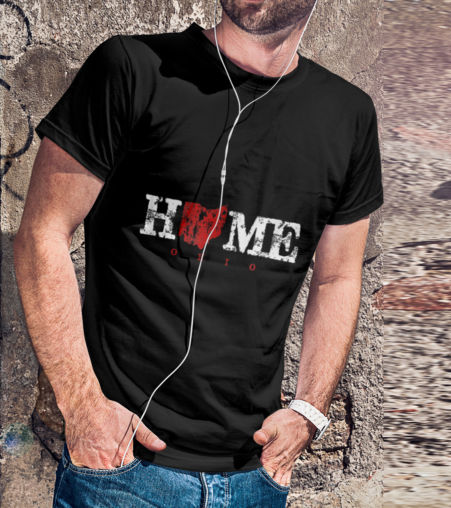Home Ohio Red State Shaped Lettering T-Shirt