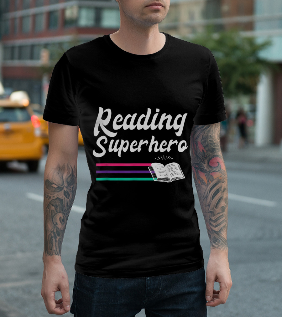 Reading Superhero Kids Book Teacher Open Book Highlights T-Shirt