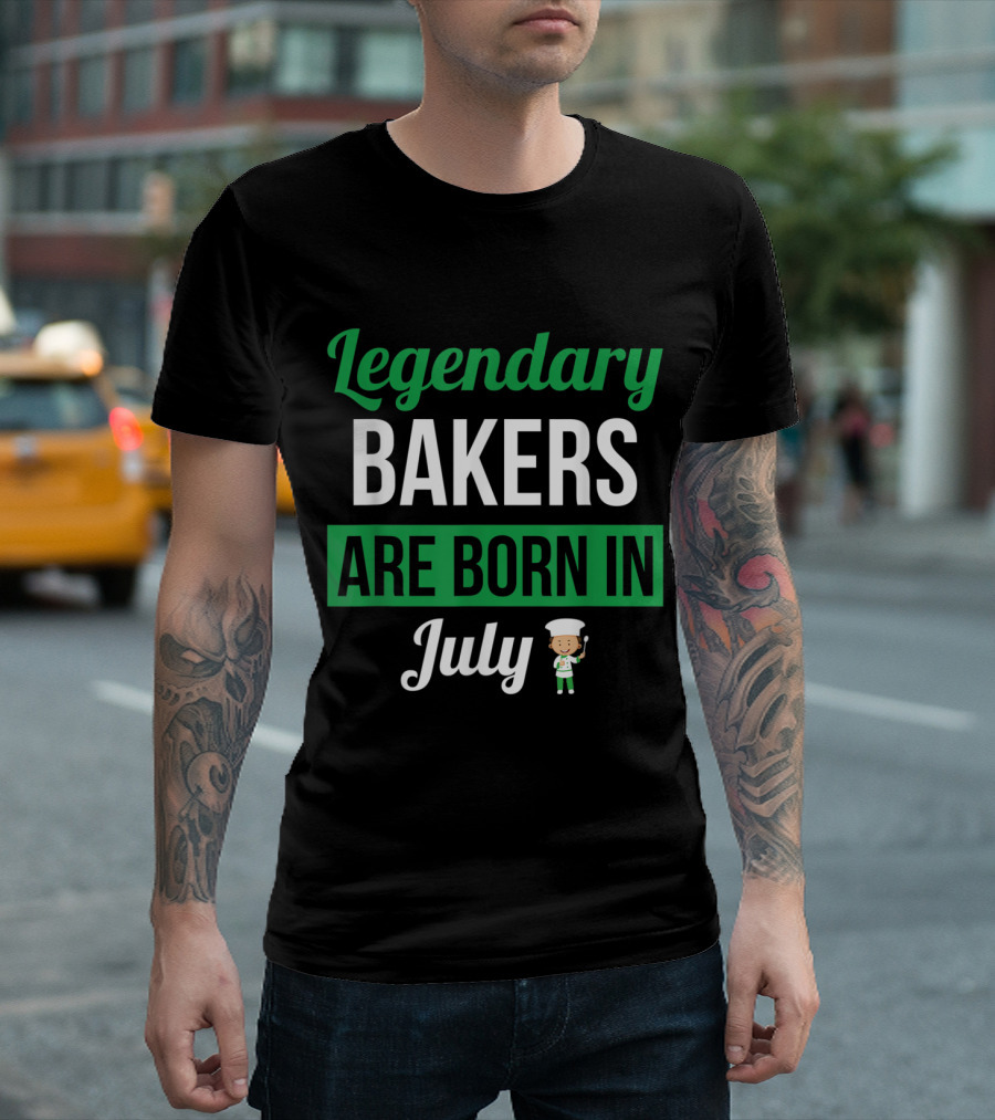 Legendary July Birth Bakers With Cartoon Chef T-Shirt
