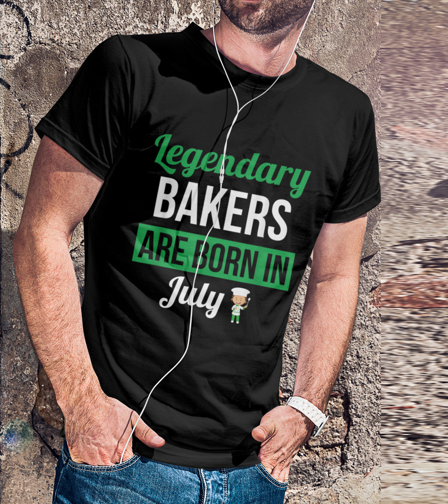 Legendary July Birth Bakers With Cartoon Chef T-Shirt