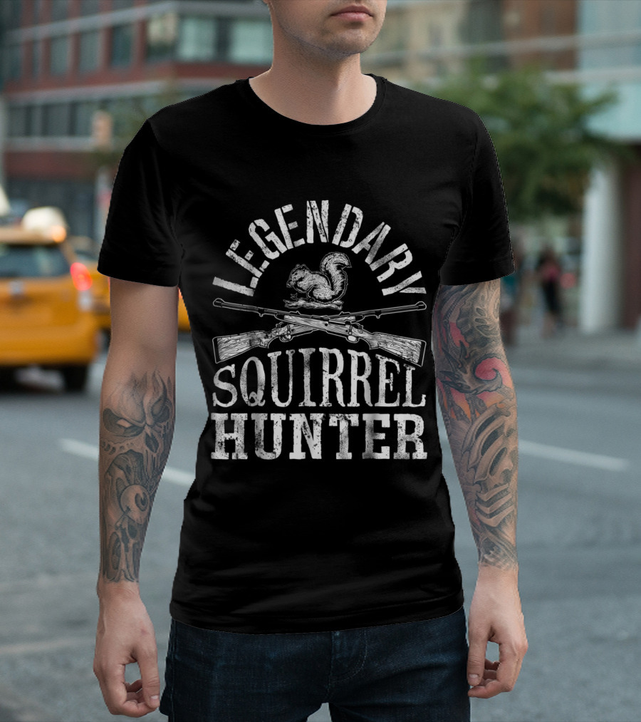 Legendary Squirrel Hunter Rifles Logo Hunting Fun T-Shirt