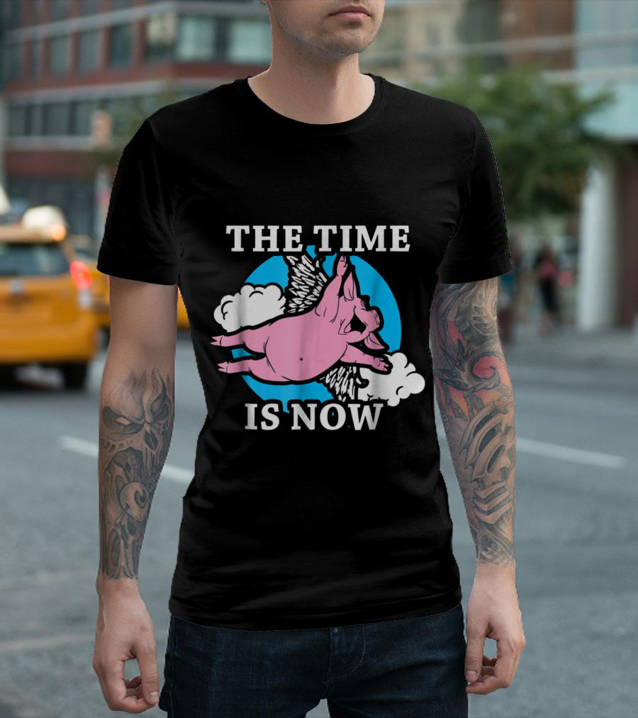 The Time Is Now When Pigs Fly Cloud Wings T-Shirt
