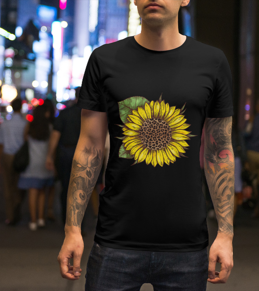 Leopard Sunflower Hippie Cute Sunflower T-Shirt