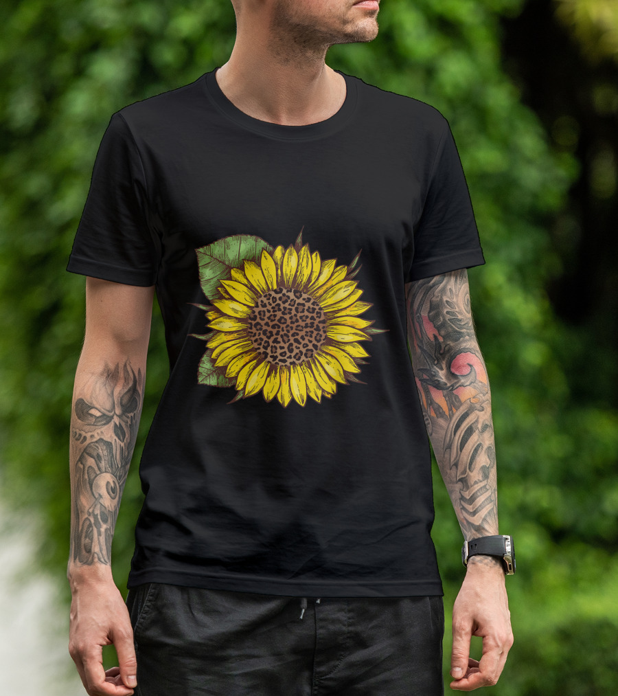 Leopard Sunflower Hippie Cute Sunflower T-Shirt