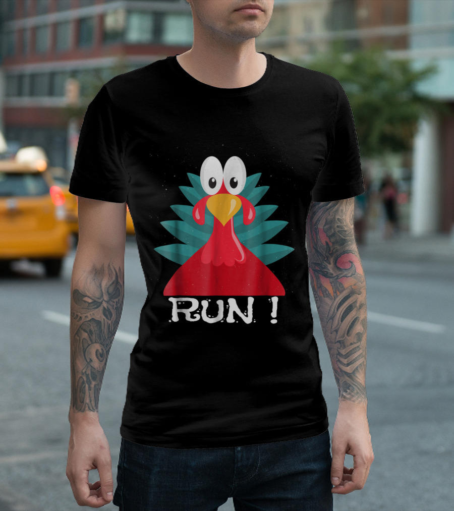 Run Turkey Adult Costume With Cartoon Bird T-Shirt