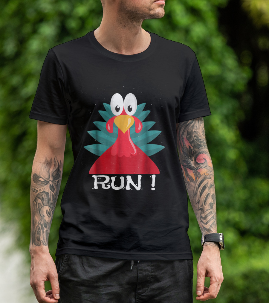 Run Turkey Adult Costume With Cartoon Bird T-Shirt