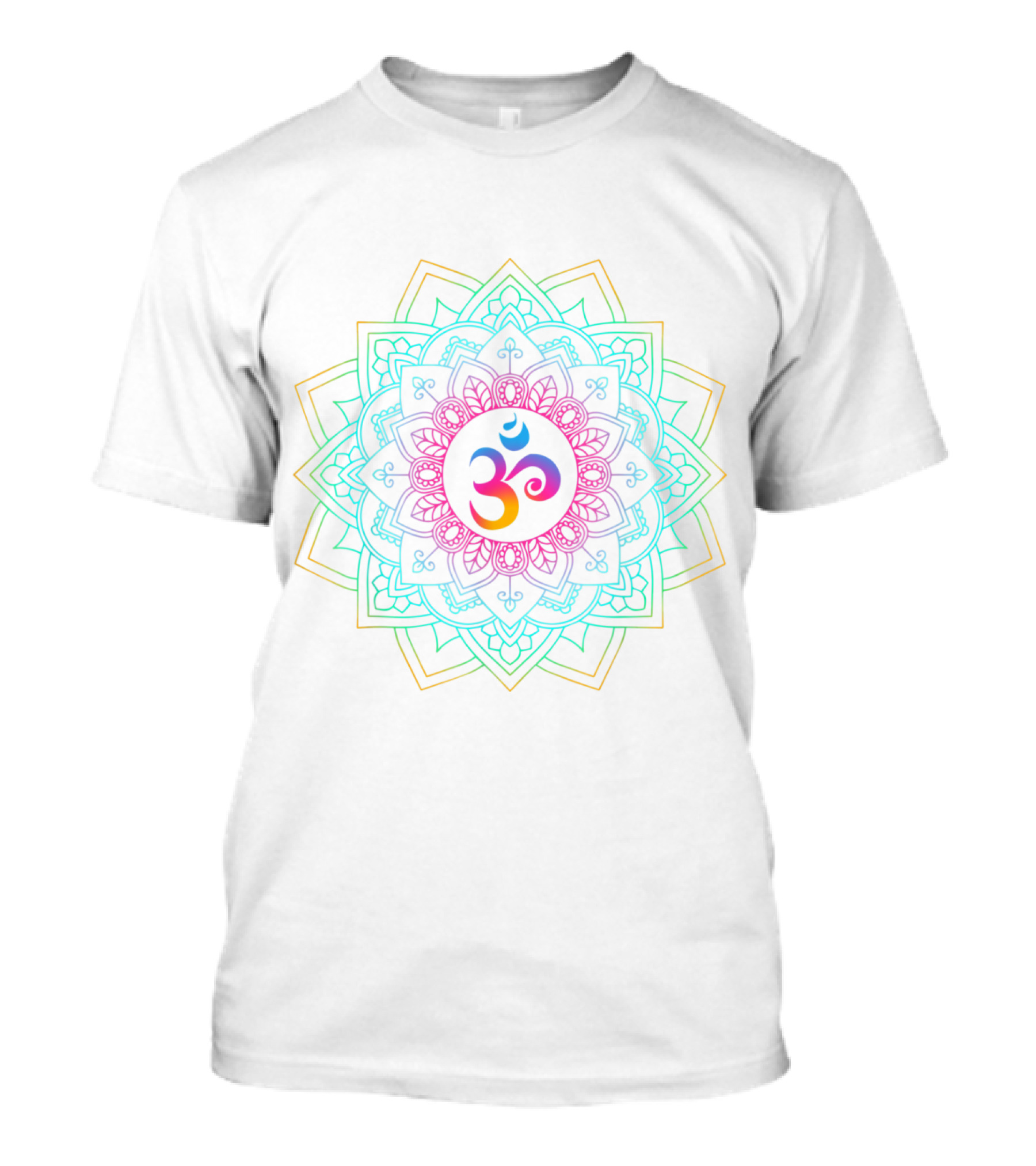 Om Mandala Meditation Yoga Symbol With Vibrant Multicolor T-Shirt