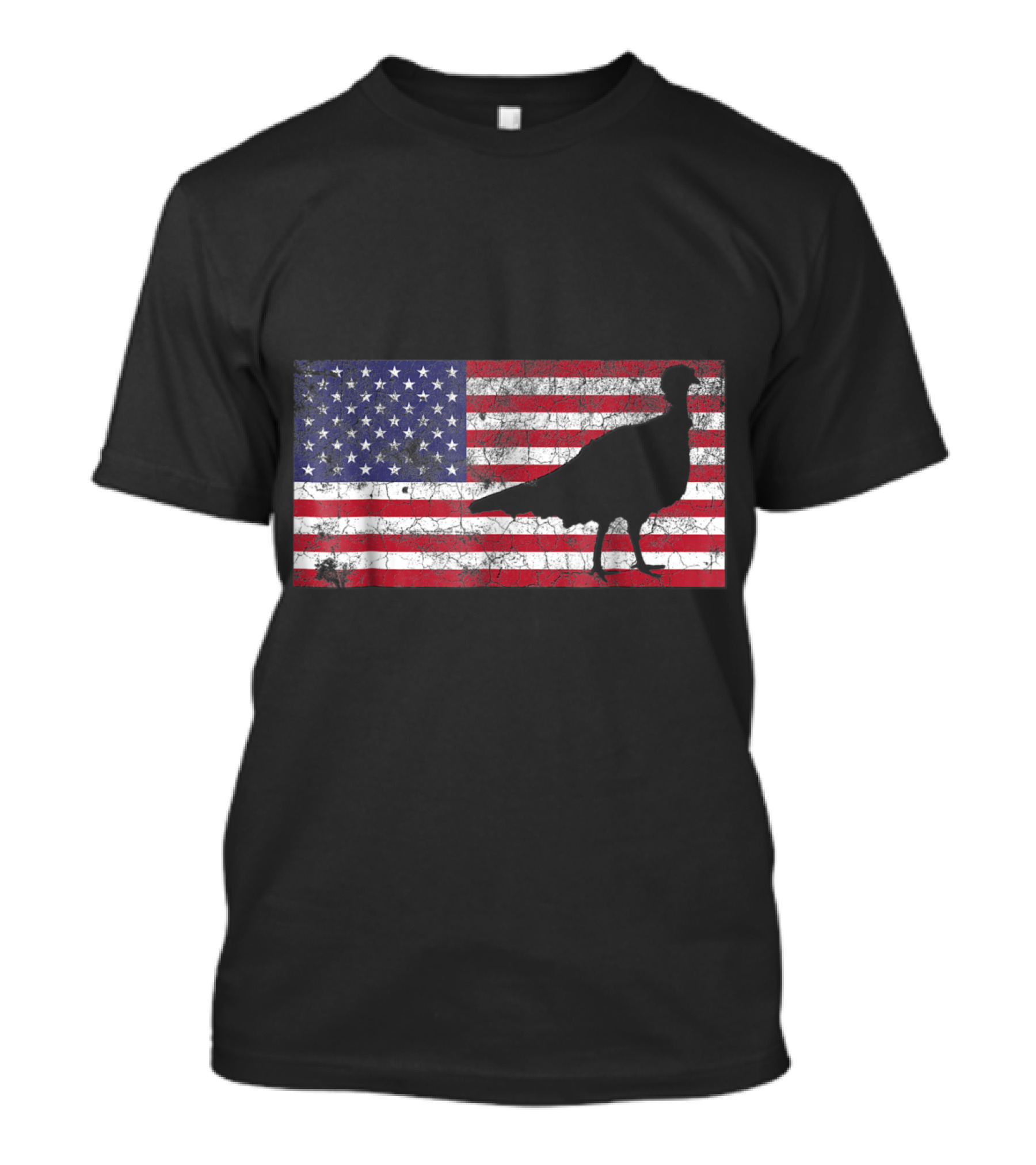 American Flag With Turkey Hunting Silhouette USA T-Shirt