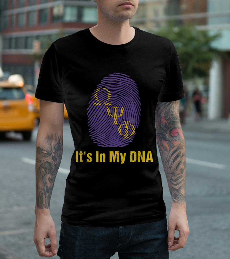 Omega Psi Phi Fingerprint Purple It's In My DNA Gold T-Shirt