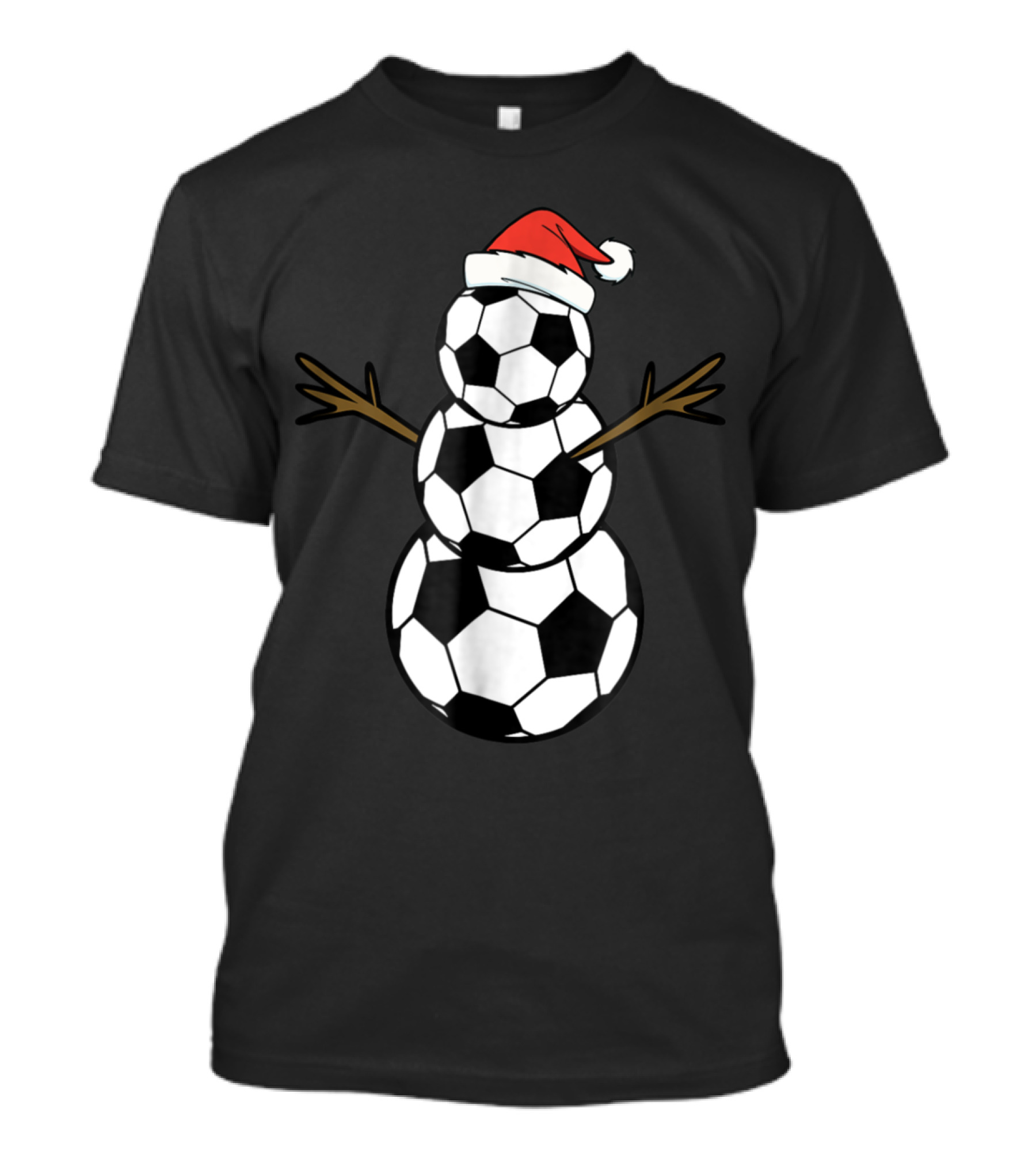 Snowman Made Of Soccer Balls With Santa Hat T-Shirt