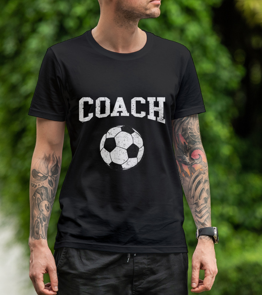 COACH Soccer Ball Distressed Sports Coaching T-Shirt
