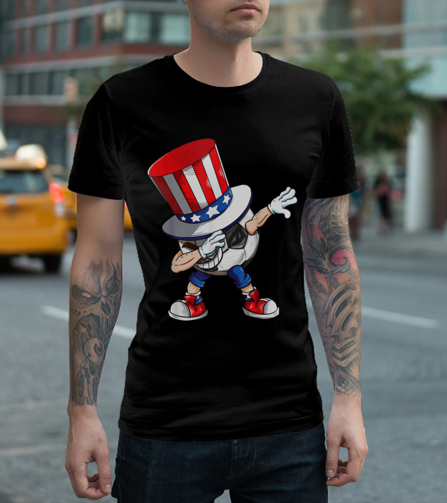 Uncle Sam Soccer Ball Dabbing in Red White Blue Hat and Shoes T-Shirt
