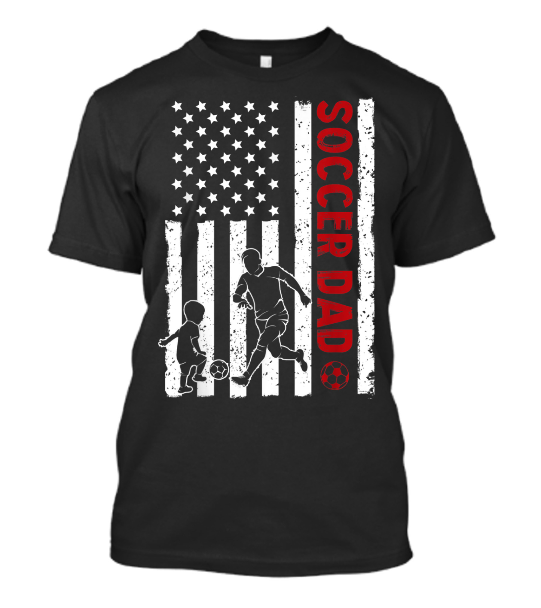 Soccer Dad American Flag With Father And Child Playing Soccer T-Shirt
