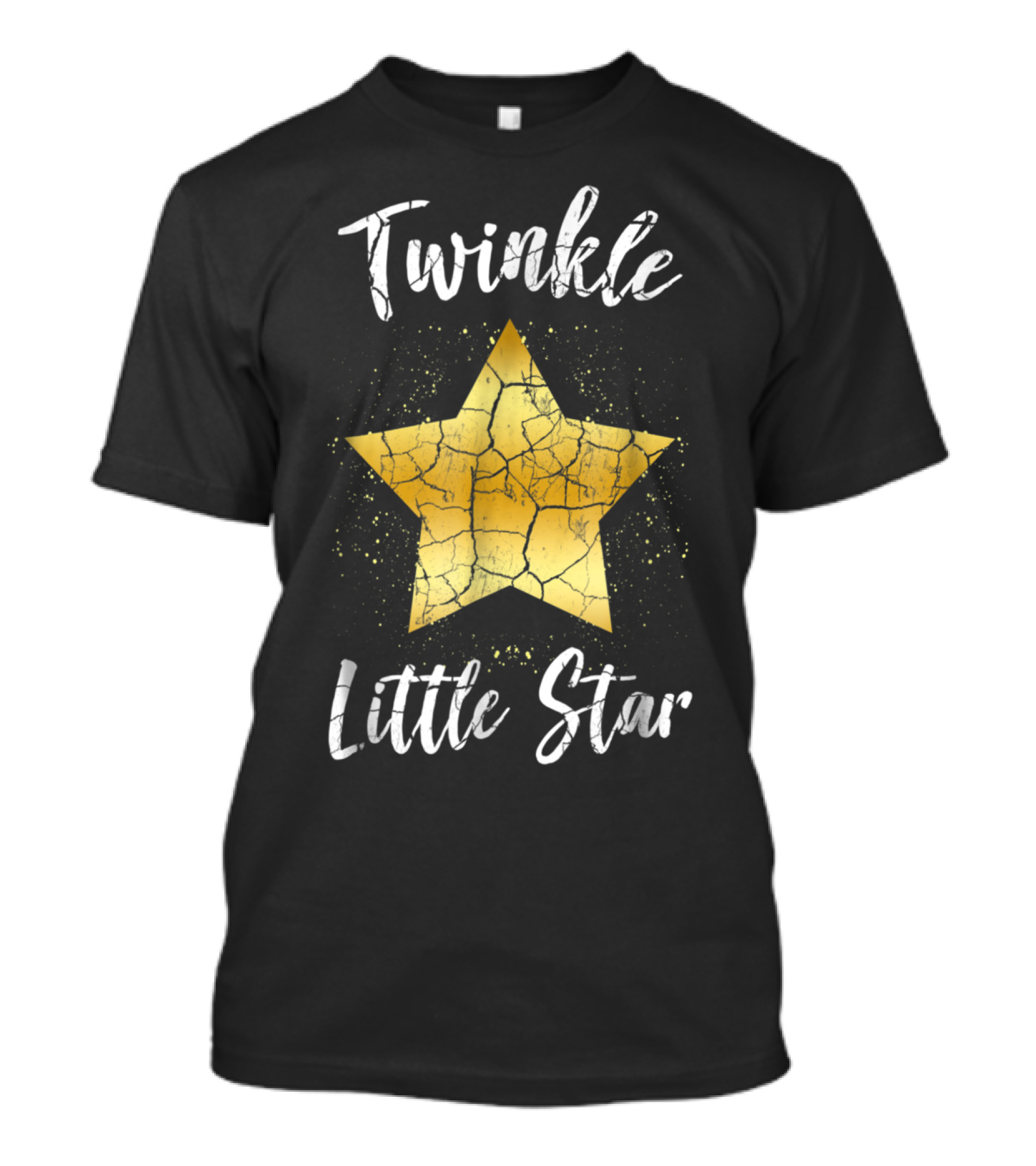 Twinkle Little Star Gold Cracked Design Textured Yellow Star T-Shirt
