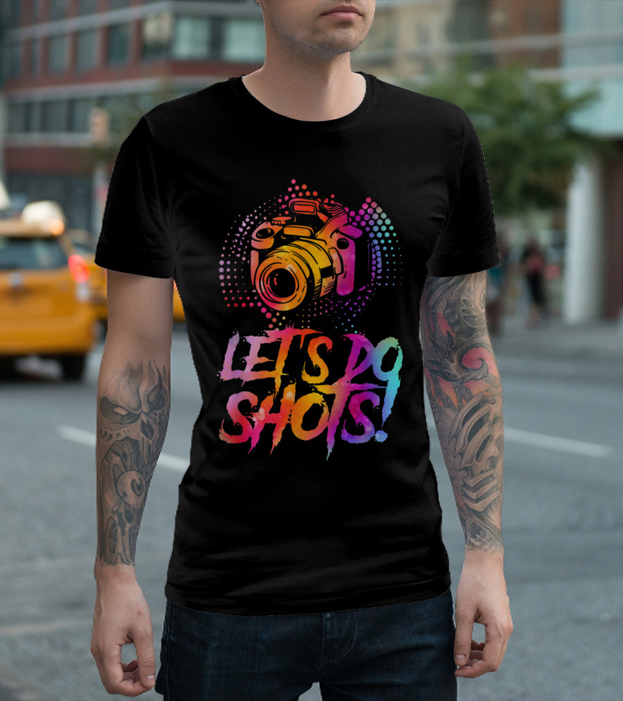 Let's Do Shots Funny Camera With Vibrant Gradient T-Shirt