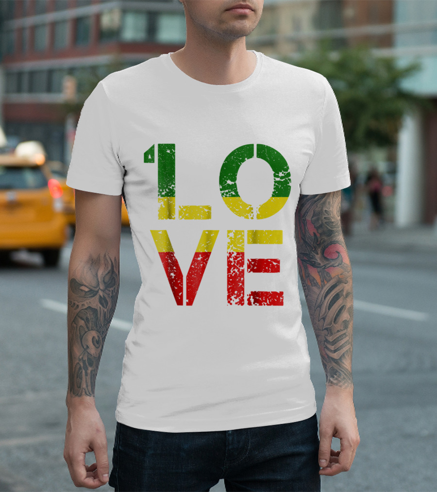 One Love Reggae Music Jamaica With Rastafarian Color T-Shirt