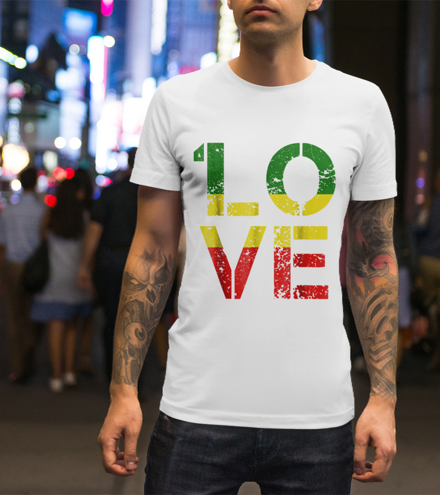 One Love Reggae Music Jamaica With Rastafarian Color T-Shirt