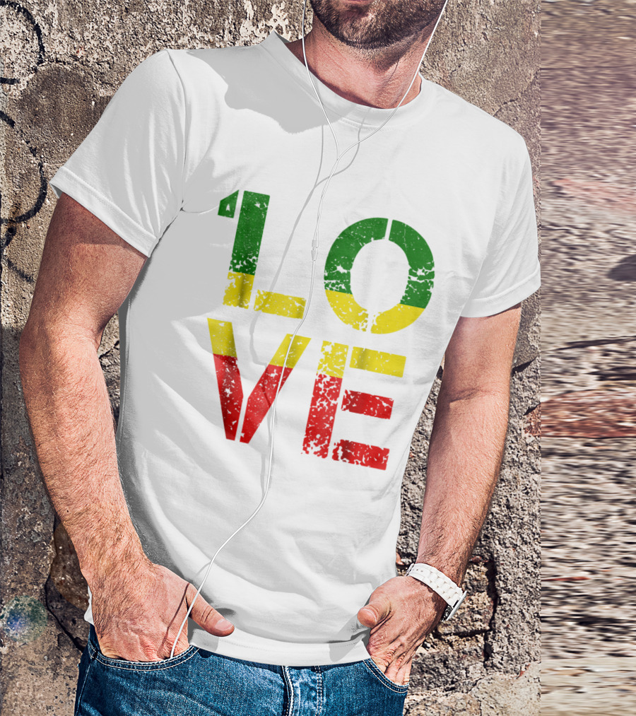 One Love Reggae Music Jamaica With Rastafarian Color T-Shirt