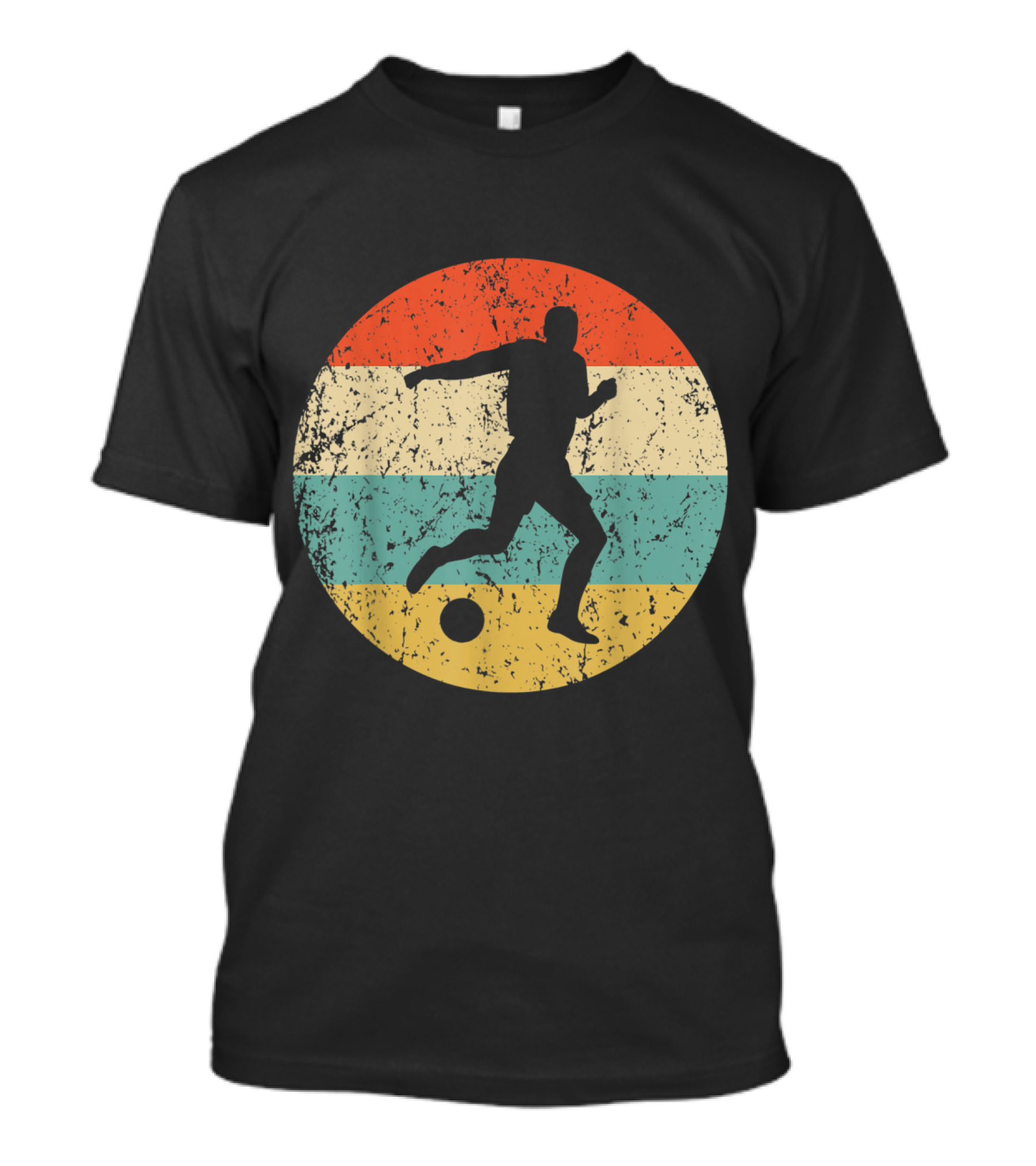Soccer Vintage Silhouette Retro Distressed Circle Running Player T-Shirt