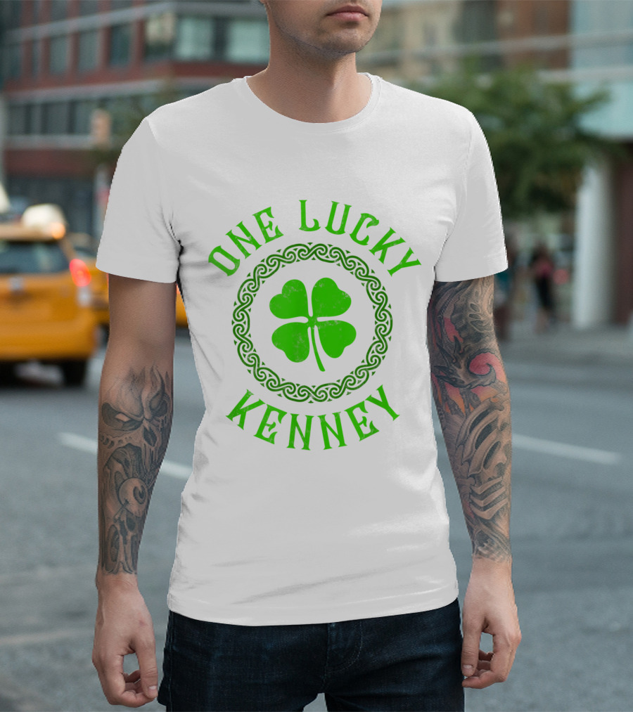 One Lucky Kenney Irish Last Name Four-Leaf Clover Celtic T-Shirt