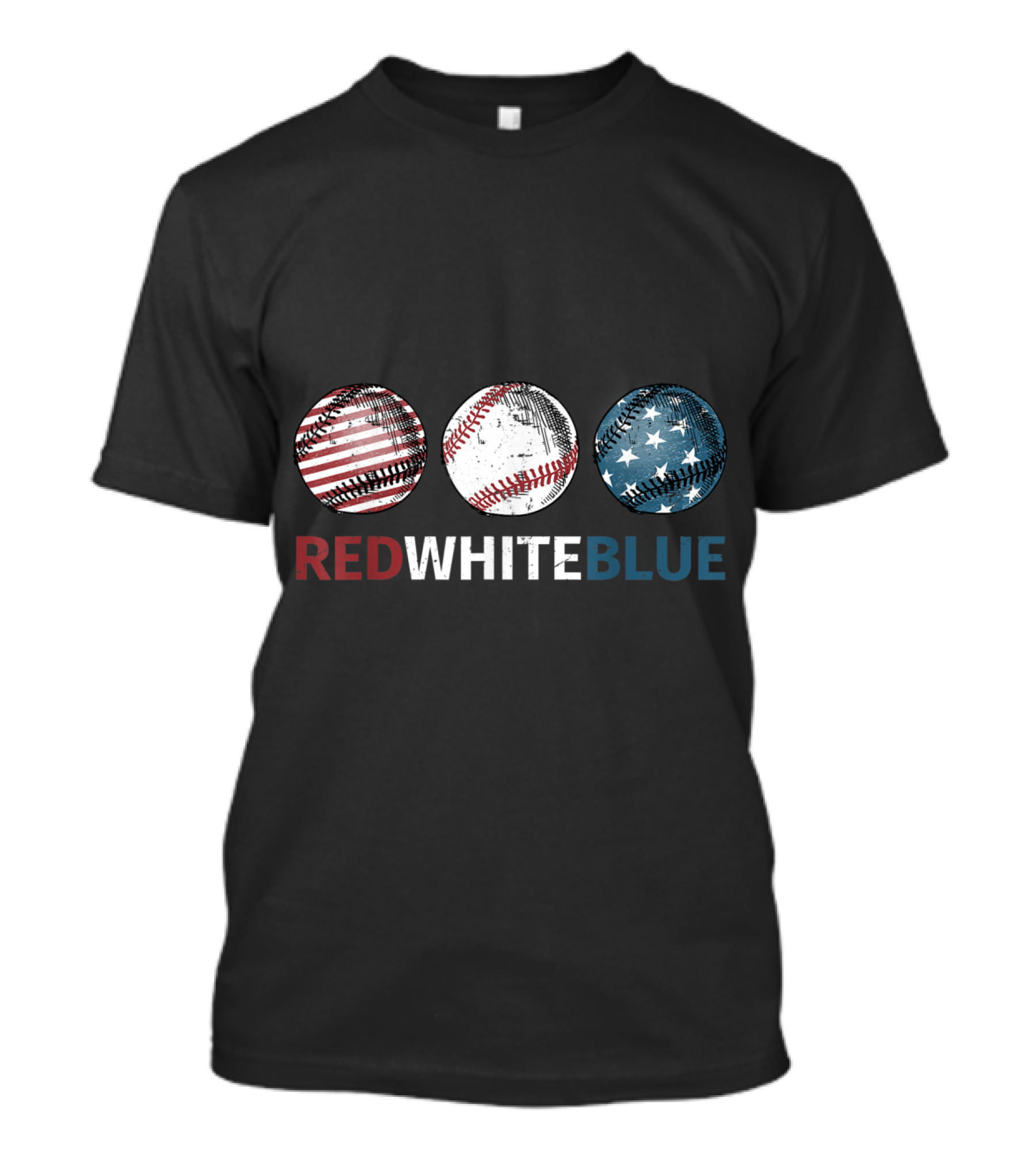 Red White Blue US Flag Baseball Softball Patriotic Theme With American Colors T-Shirt