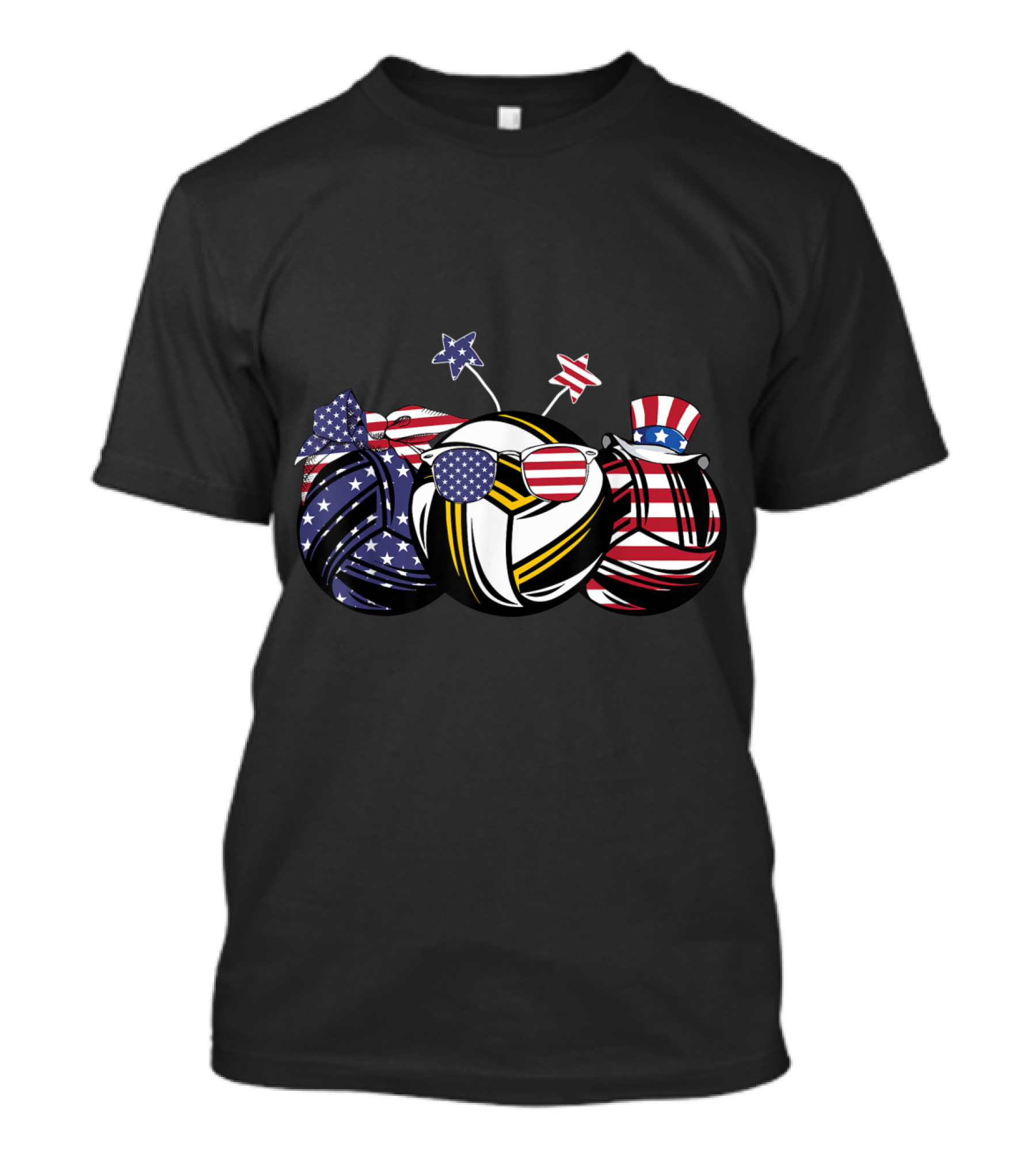 Red White Blue Patriotic Volleyball Lover Stars Stripes Sunglasses Hat T-Shirt